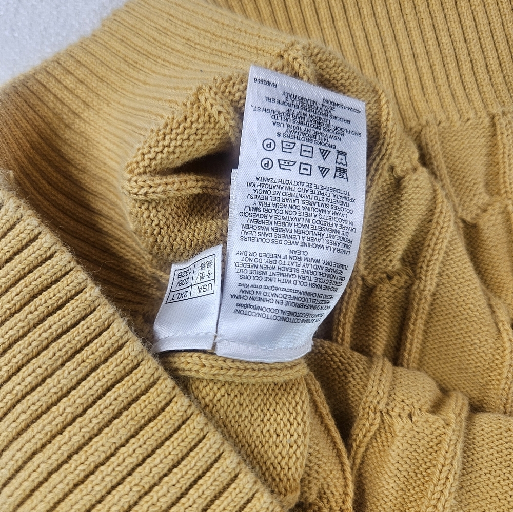 Brooks Brothers Supima Cotton Cable Knit Sweater 2XLT Yellow Big & Tall - Picture 7 of 8